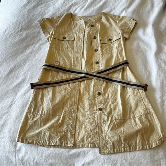 Zara kids shortsleeved cream dress coat w/navy belt - Picture 3 of 5